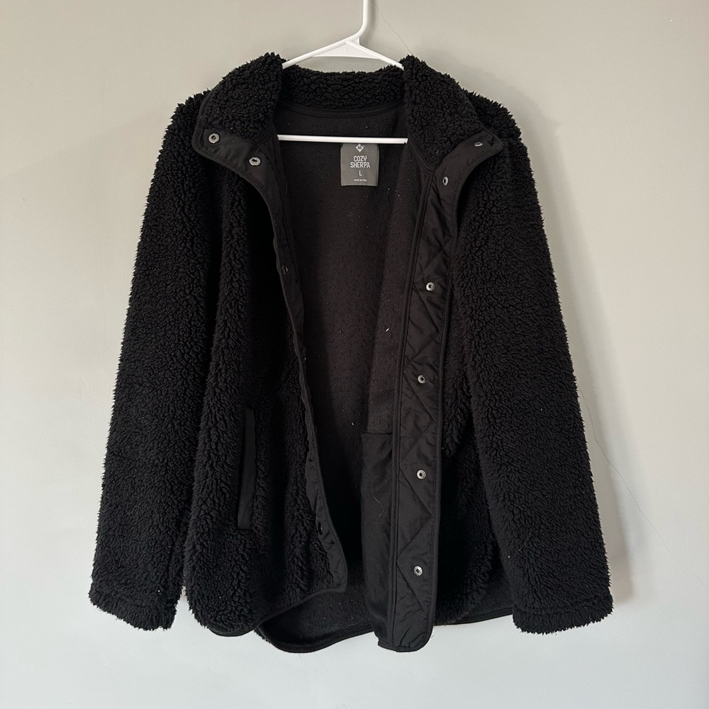 Old Navy Black Teddy Jacket Plush Fleece